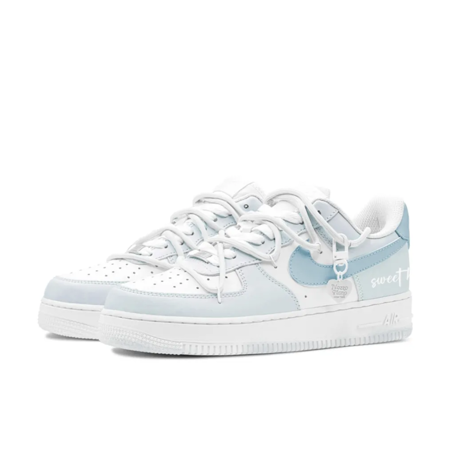 Custom Air Force 1 Low Extra Lace Dark Light Blue