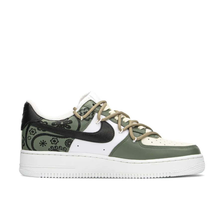 Custom Air Force 1 Low Extra Lace Dark Green Flower Pattern