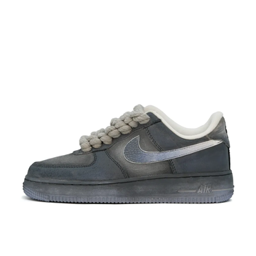 Custom Air Force 1 Low Squamous Swoosh Thick Lace Gray