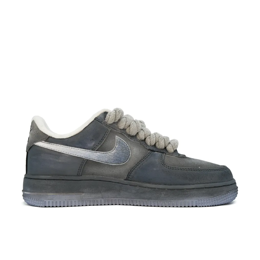 Custom Air Force 1 Low Squamous Swoosh Thick Lace Gray