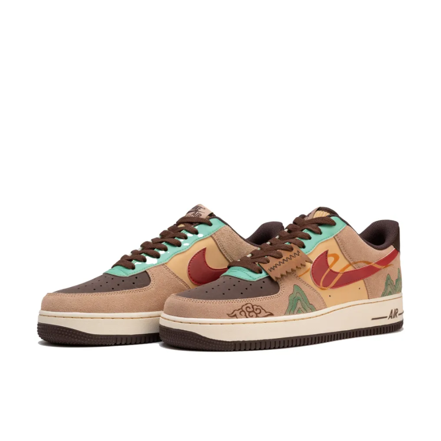 Custom Air Force 1 Low Mountain Green Red Khaki