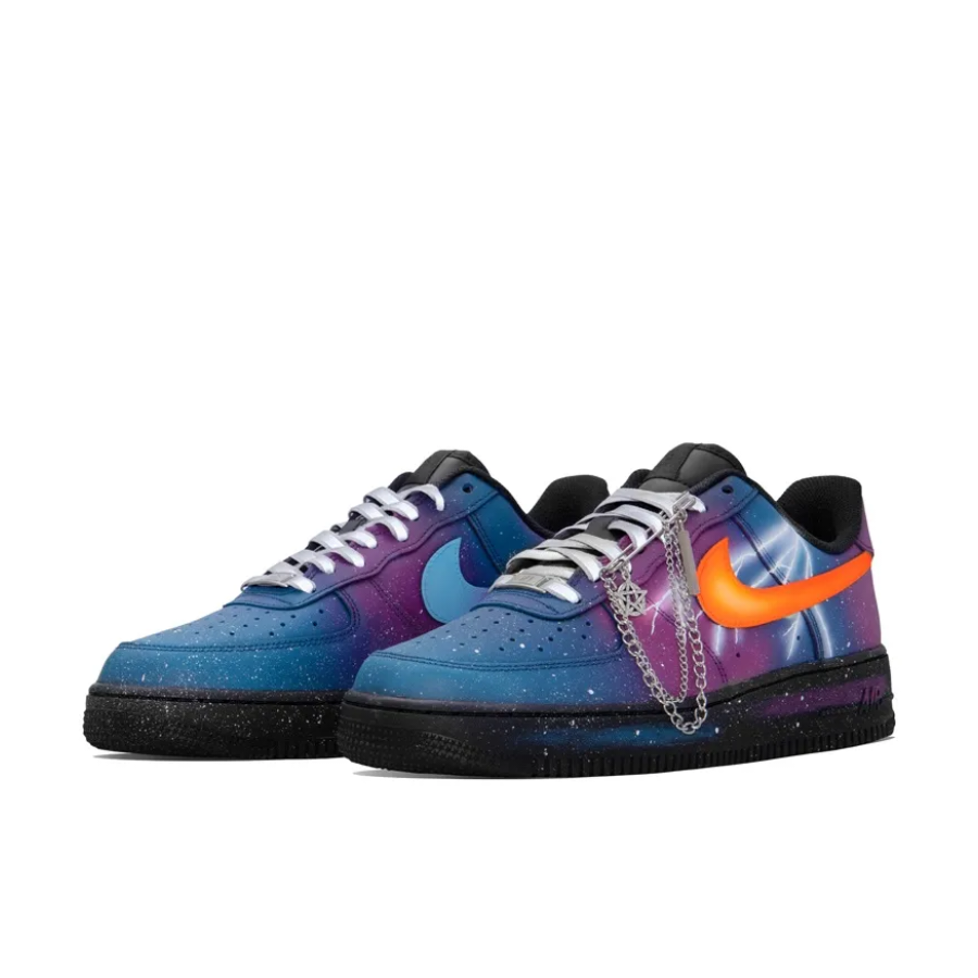 Custom Air Force 1 Low Metal Chain Orange Lightning Purple