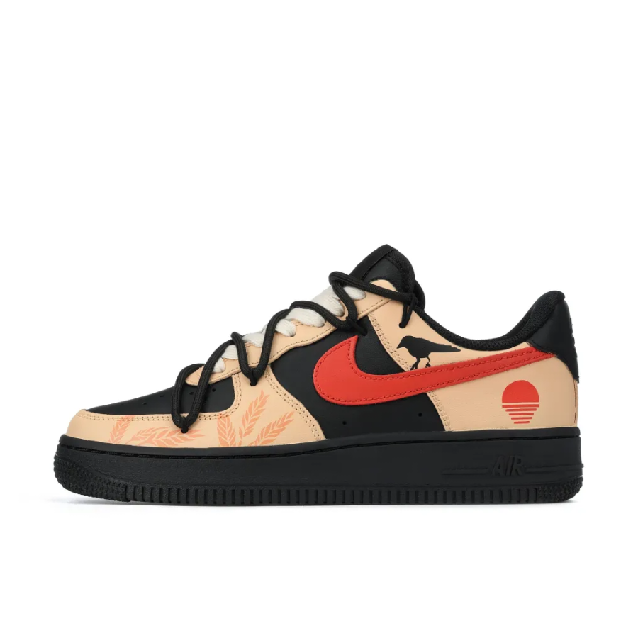 Custom Air Force 1 Low Extra Lace Bird Wheat Black Orange