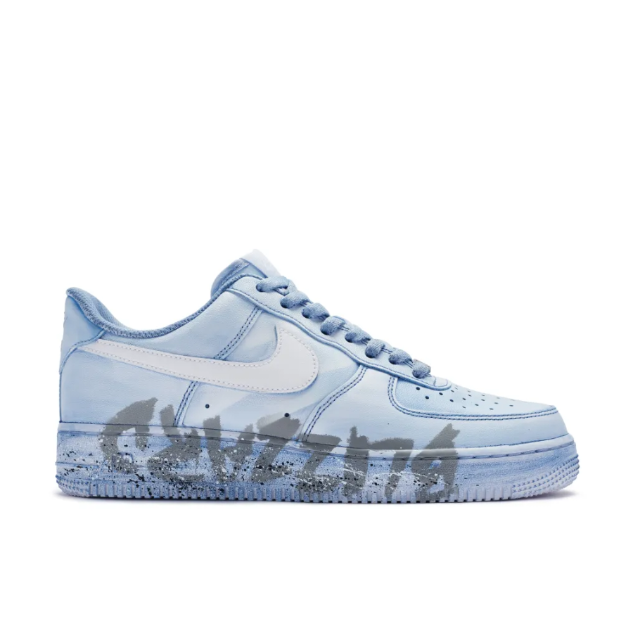 Custom Air Force 1 Low Blue White Font Spray