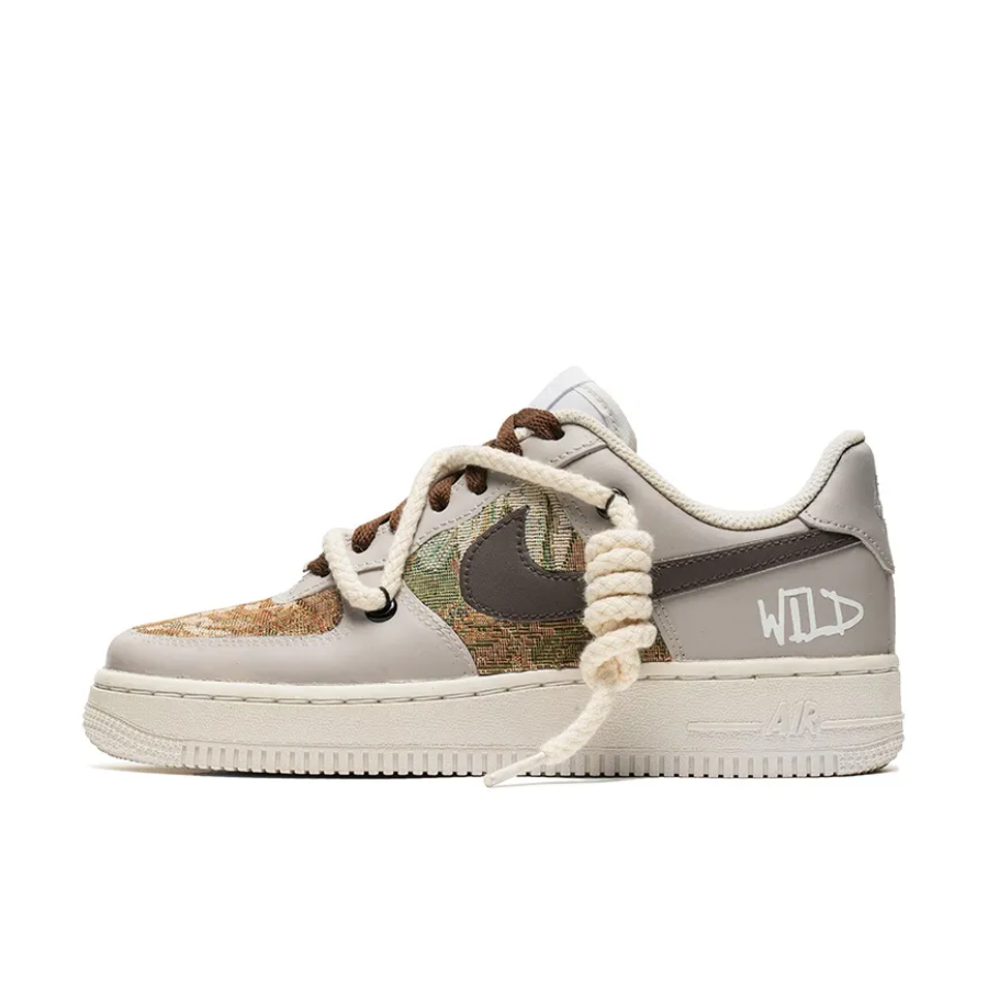 Custom Air Force 1 Low Extra Lace Brown Patch