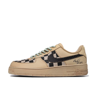 Custom Air Force 1 Low Black  White Squares Khaki