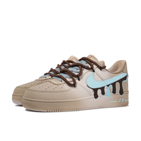 Custom Air Force 1 Low Extra Lace Dripping Swoosh Blue Brown