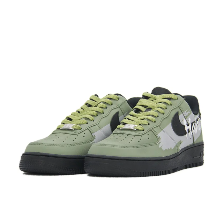 Custom Air Force 1 Low Black  Green Gray White