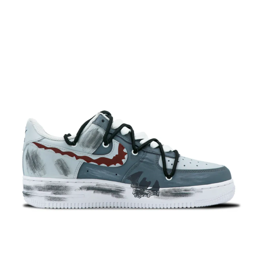 Custom Air Force 1 Low Extrace Lace Gray Bat Red