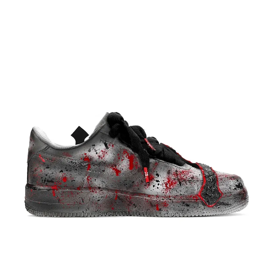 Custom Air Force 1 Low Cross Sticker Metal Chain Black Red