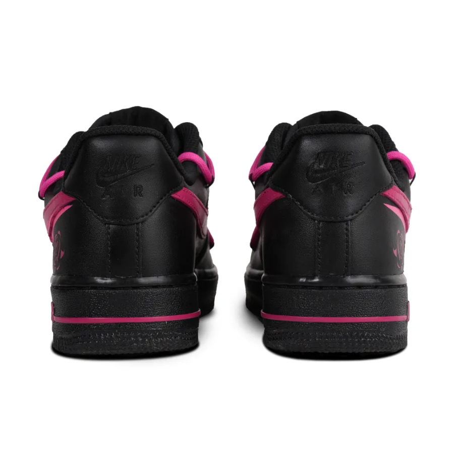 Custom Air Force 1 Low Thick Lace Pink Black Swoosh Shadow