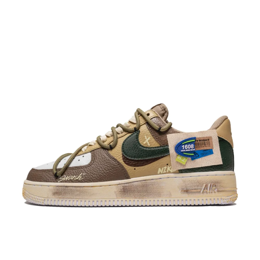 Custom Air Force 1 Low Extra Lace Khaki Brown Black 1608