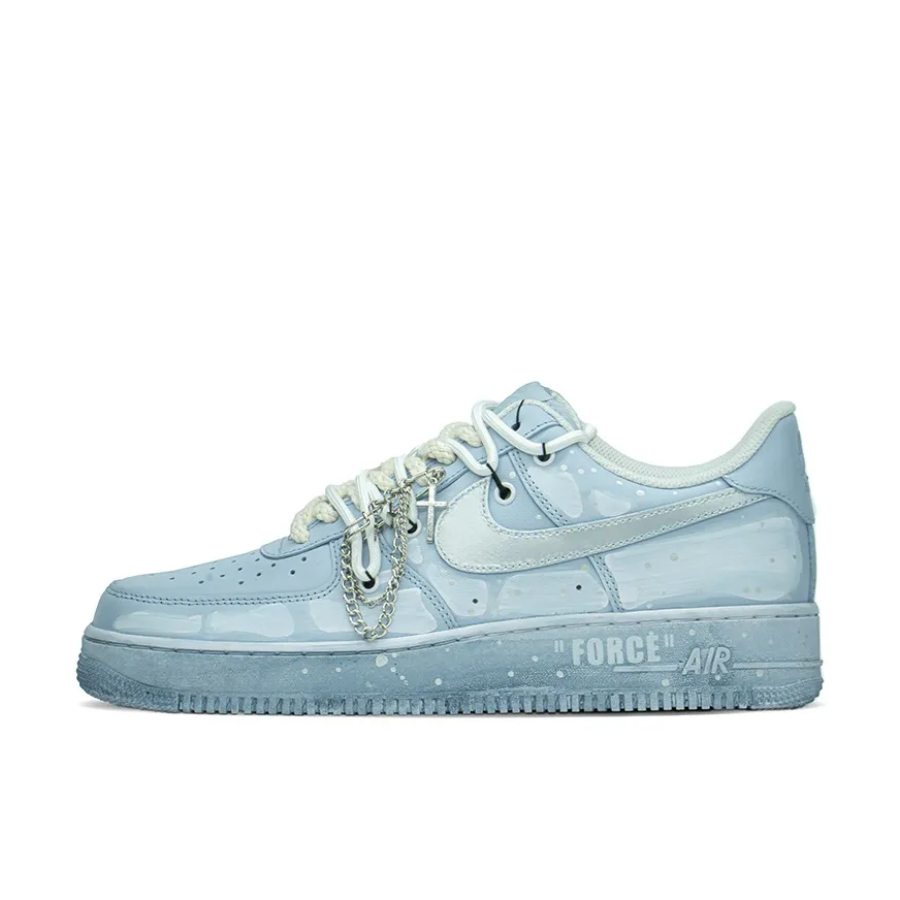 Custom Air Force 1 Low Extra Lace Metal Chain Blue