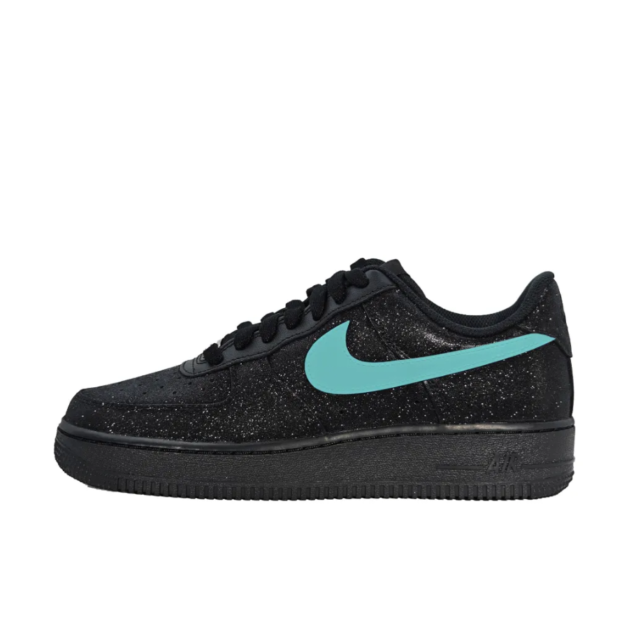 Custom Air Force 1 Low Black Bling Mint Green Swoosh