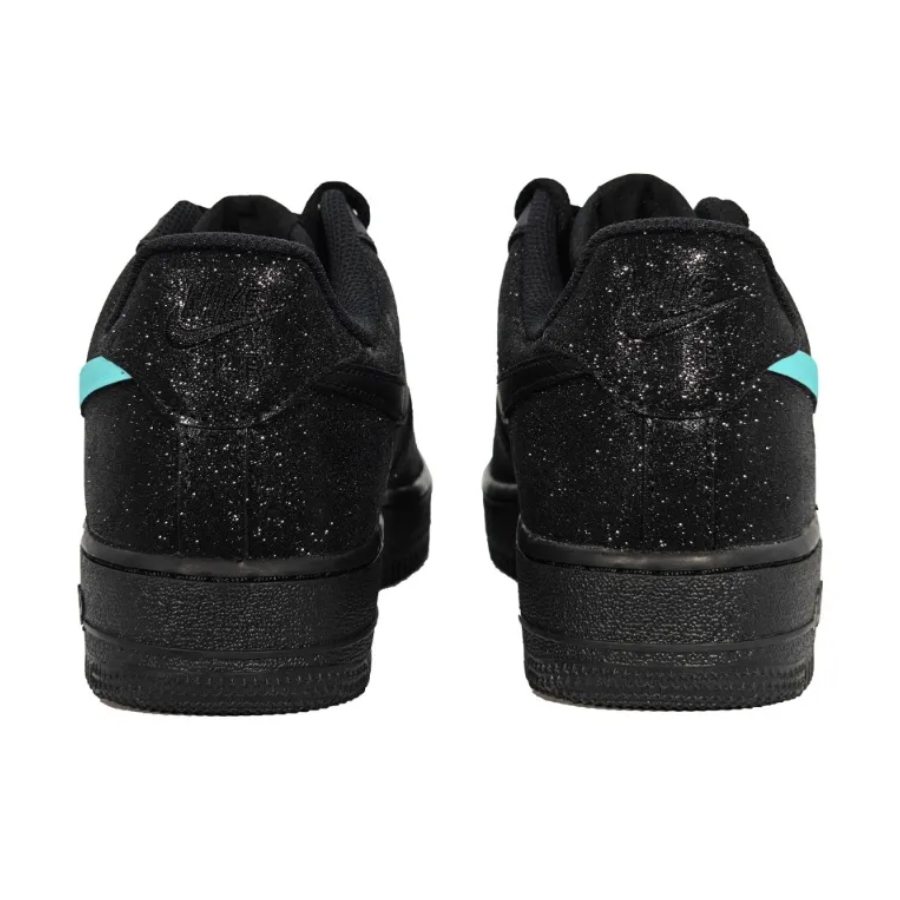 Custom Air Force 1 Low Black Bling Mint Green Swoosh