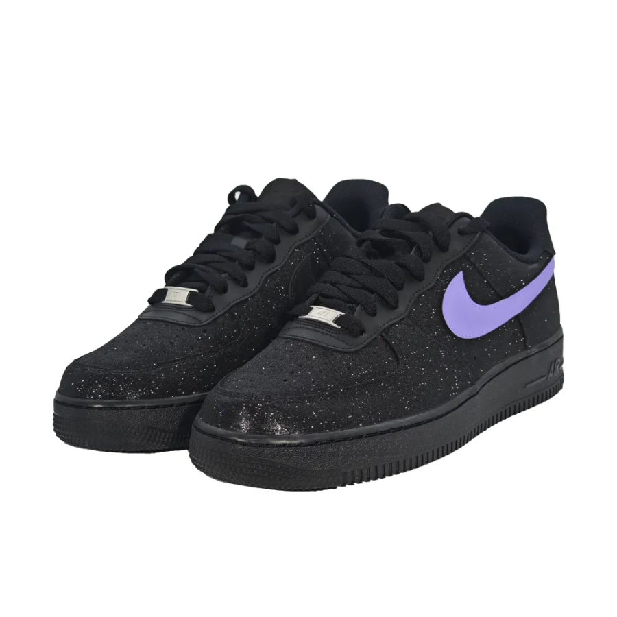 Custom Air Force 1 Low Black Bling Purple Swoosh