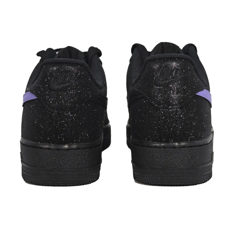 Custom Air Force 1 Low Black Bling Purple Swoosh