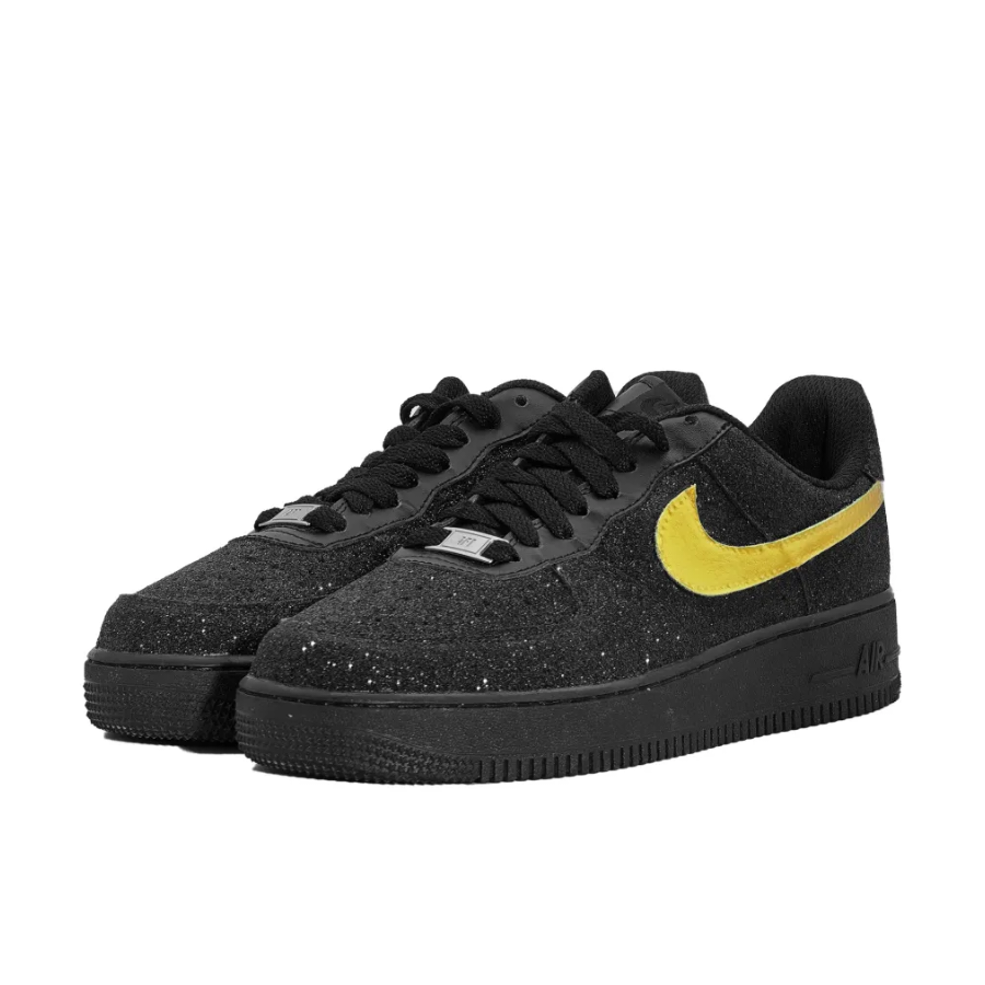 Custom Air Force 1 Low Black Bling Yellow Swoosh