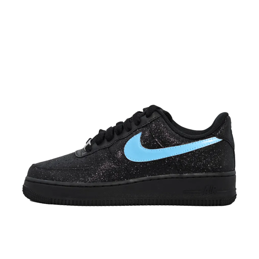 Custom Air Force 1 Low Black Bling Blue Swoosh