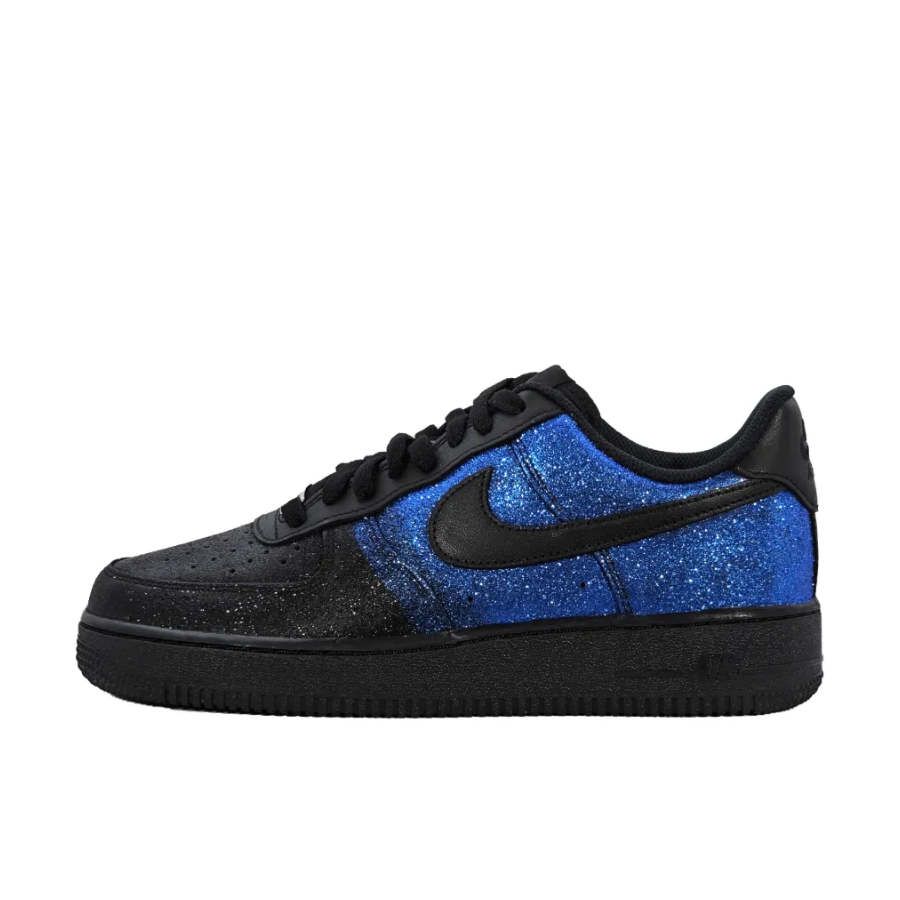 Custom Air Force 1 Low Black Dark Blue Bling