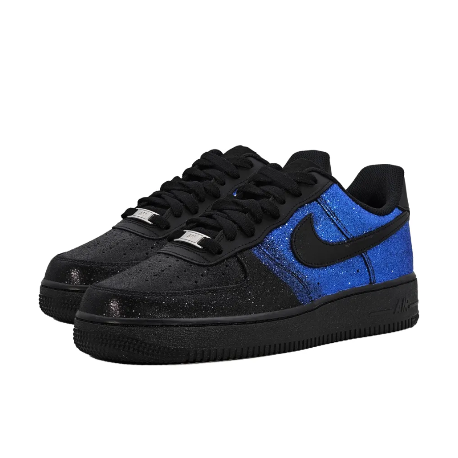 Custom Air Force 1 Low Black Dark Blue Bling