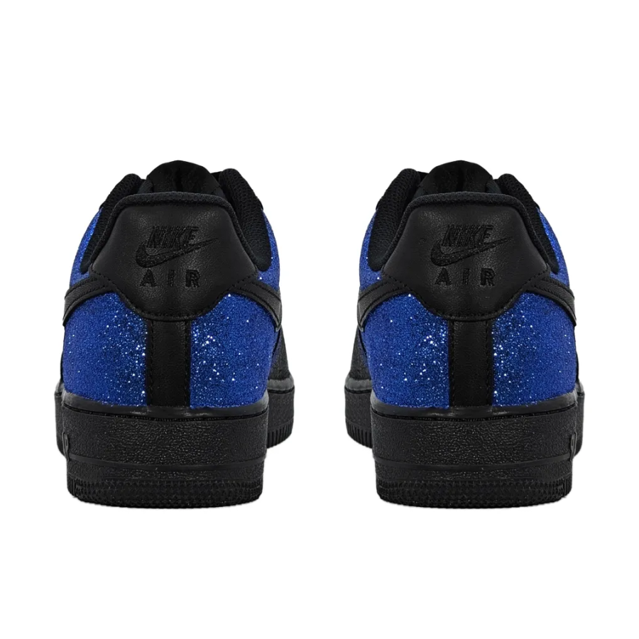 Custom Air Force 1 Low Black Dark Blue Bling