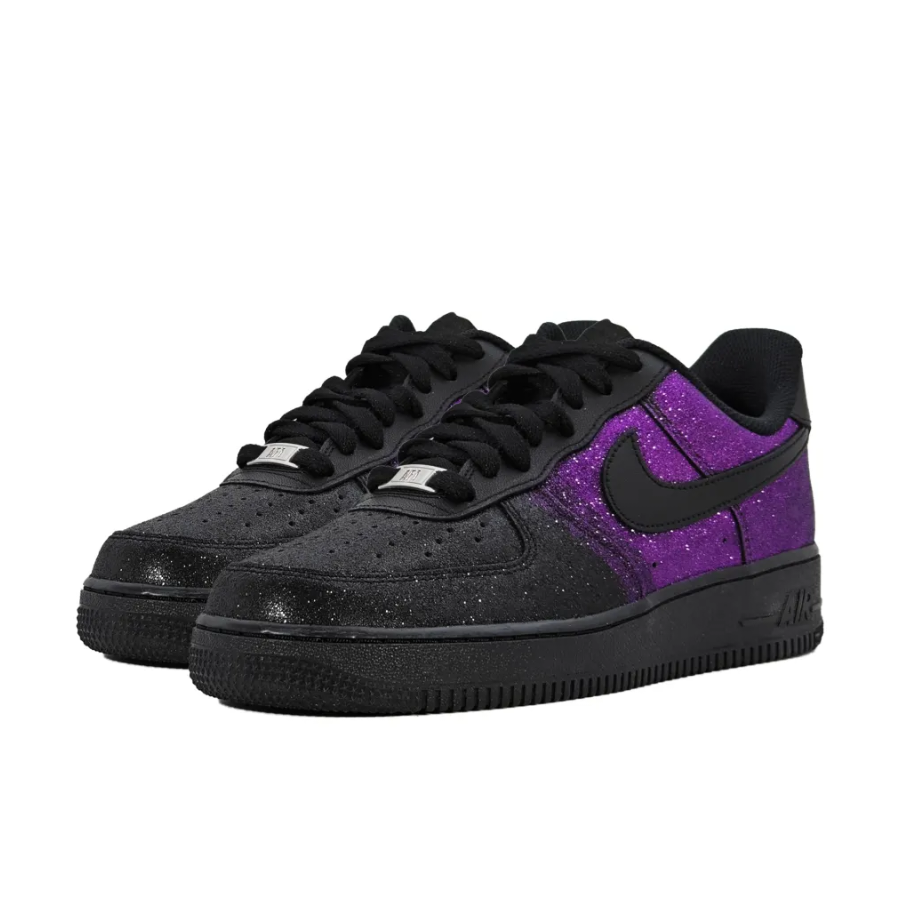 Custom Air Force 1 Low Black Purple Bling