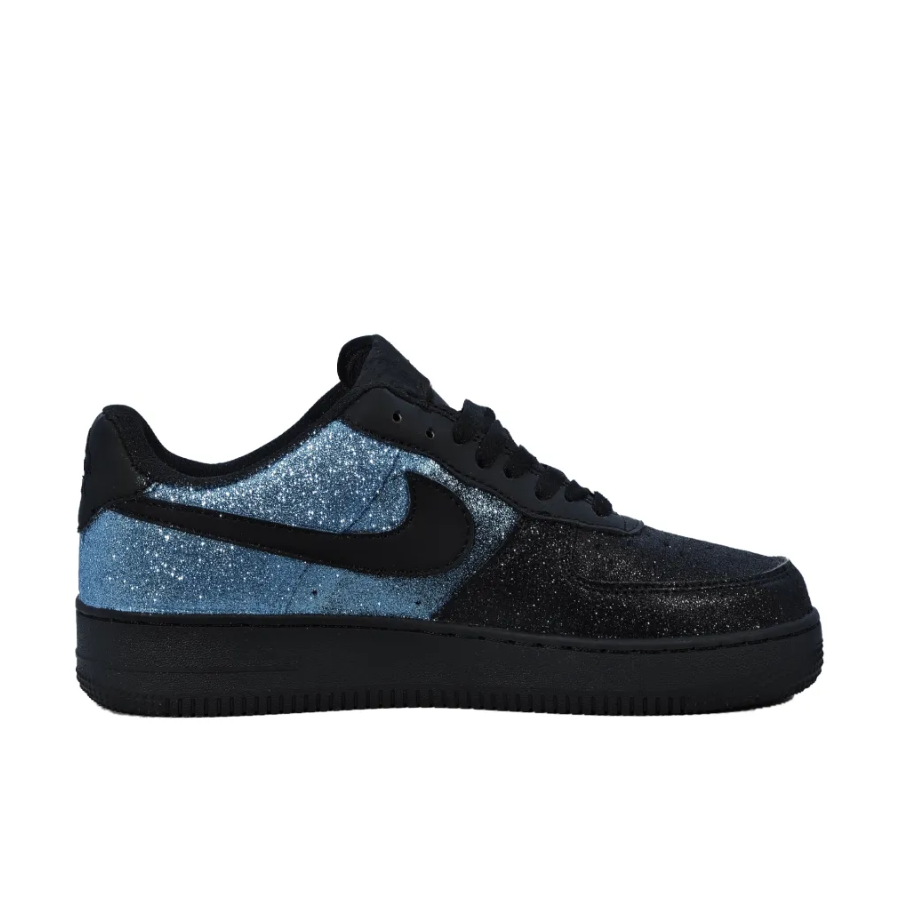 Custom Air Force 1 Low Black Light Blue Bling