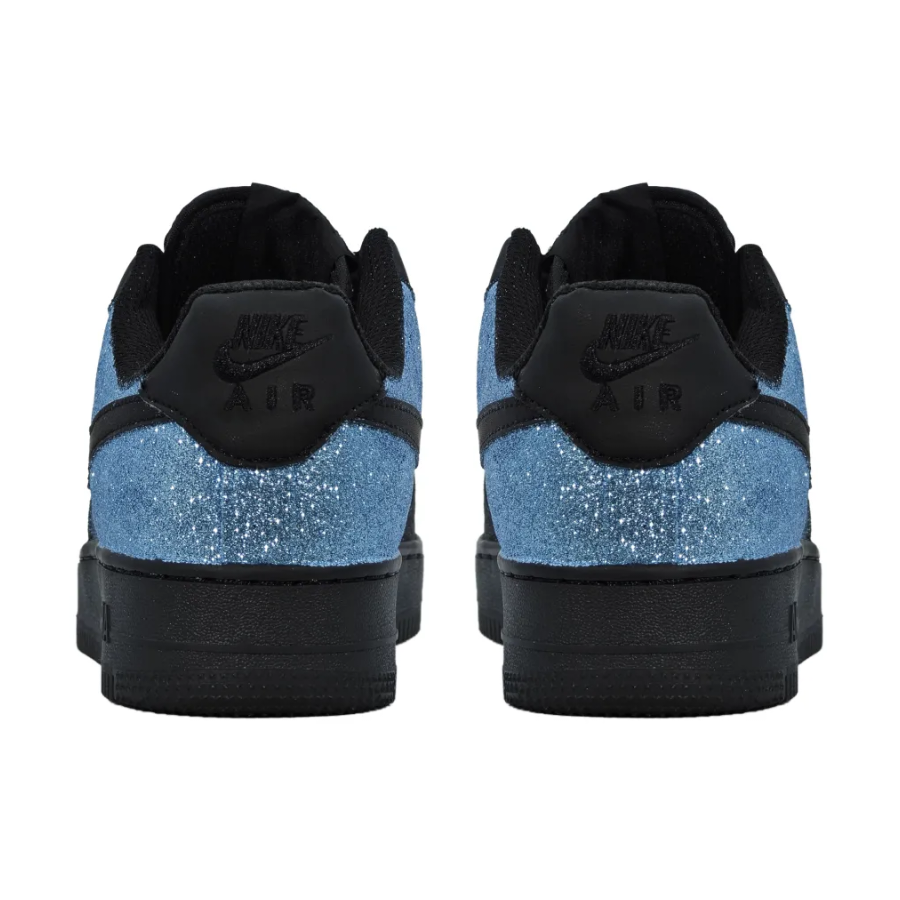 Custom Air Force 1 Low Black Light Blue Bling