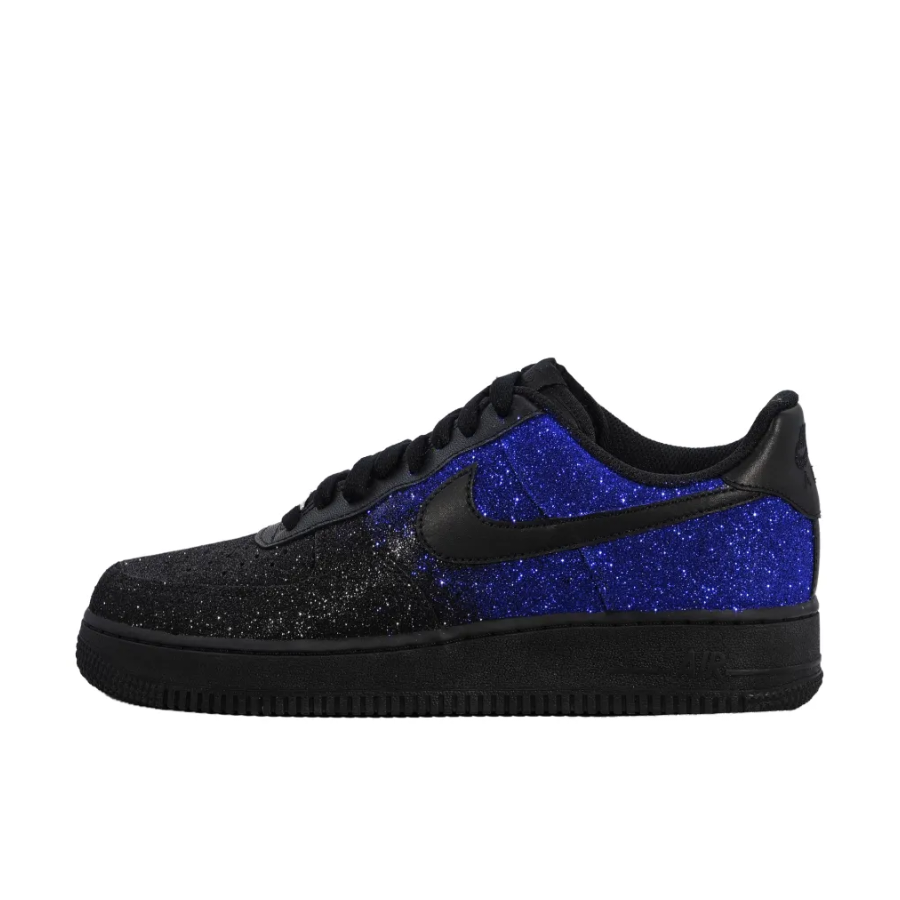 Custom Air Force 1 Low Black Dark Dark Blue Bling