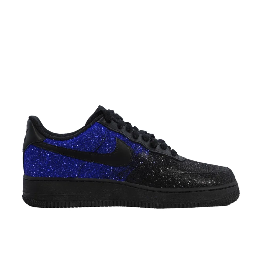 Custom Air Force 1 Low Black Dark Dark Blue Bling