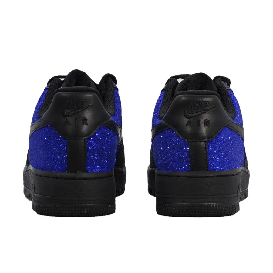 Custom Air Force 1 Low Black Dark Dark Blue Bling