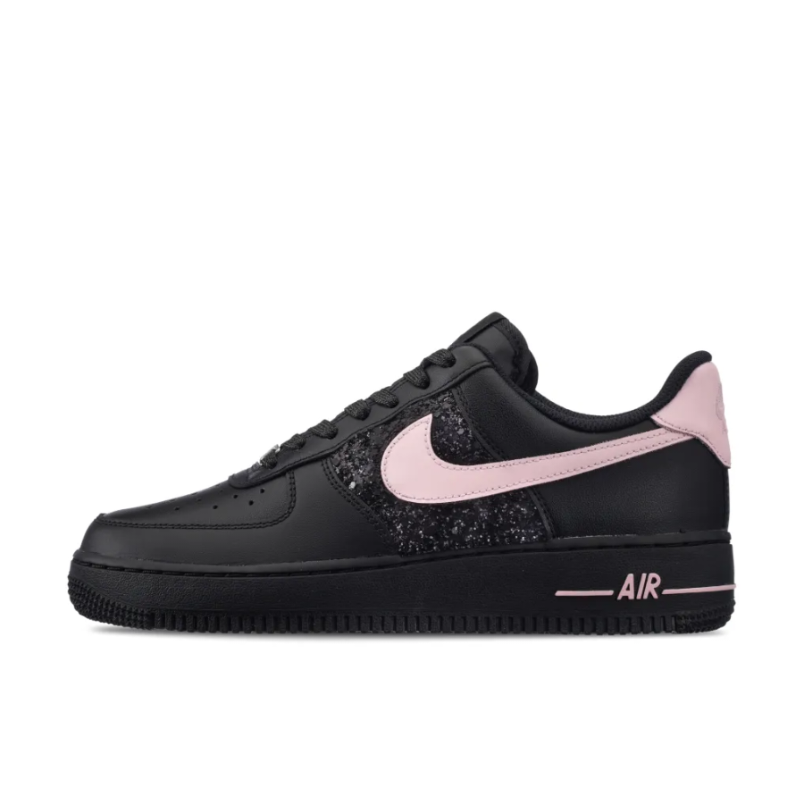 Custom Air Force 1 Low Black Bling Pink Swoosh