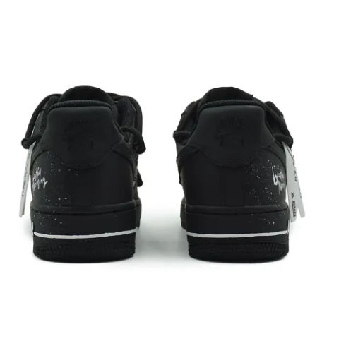 Custom Air Force 1 Low Extra Lace Black White Font