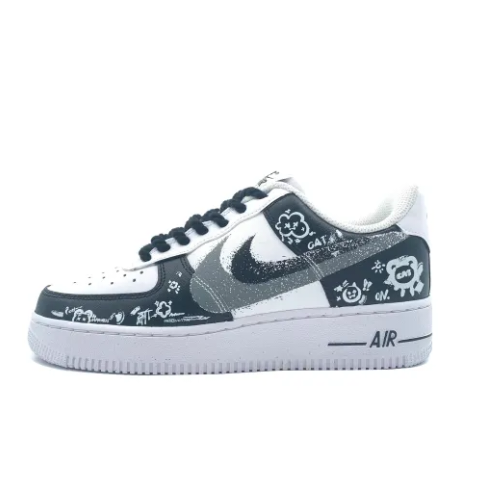 Custom Air Force 1 Low Gray Simple Pattern Swoosh Shadow