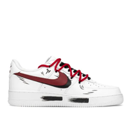 Custom Air Force 1 Low Red Swoosh Black Shadow Font