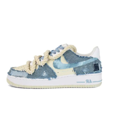 Custom Air Force 1 Low Patch Extra Thick Lace Blue