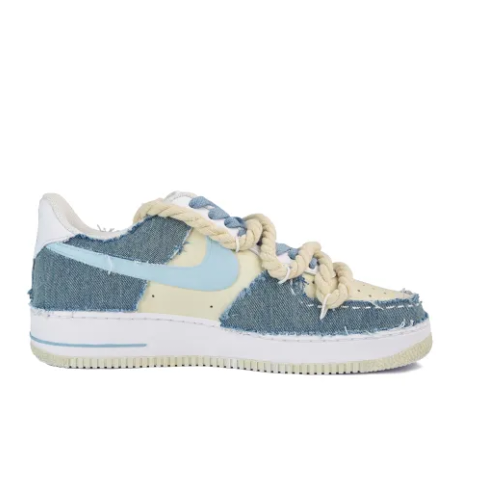 Custom Air Force 1 Low Patch Extra Thick Lace Blue