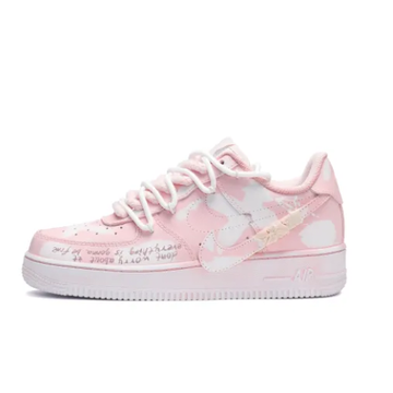 Custom Air Force 1 Low Extra Lace Slanted Swoosh Pink White