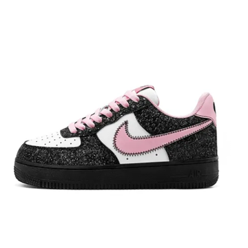 Custom Air Force 1 Low Black Bling Pink Swoosh White