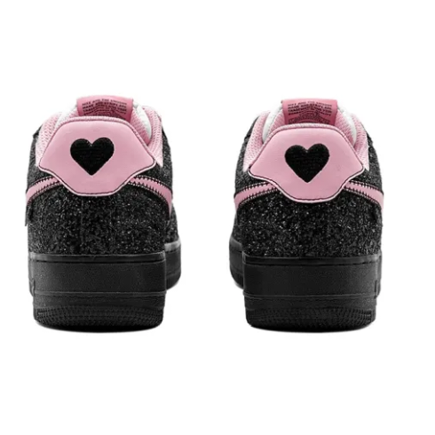 Custom Air Force 1 Low Black Bling Pink Swoosh White