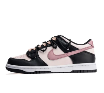 Custom Dunk Extra Lace Pink Swoosh Black