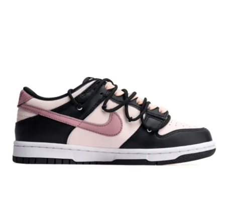 Custom Dunk Extra Lace Pink Swoosh Black