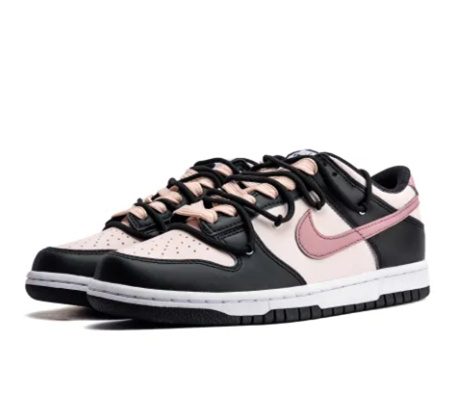 Custom Dunk Extra Lace Pink Swoosh Black