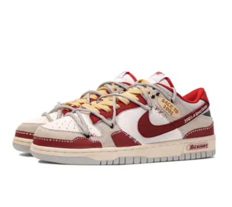 Custom Dunk Extra Lace Red White Font