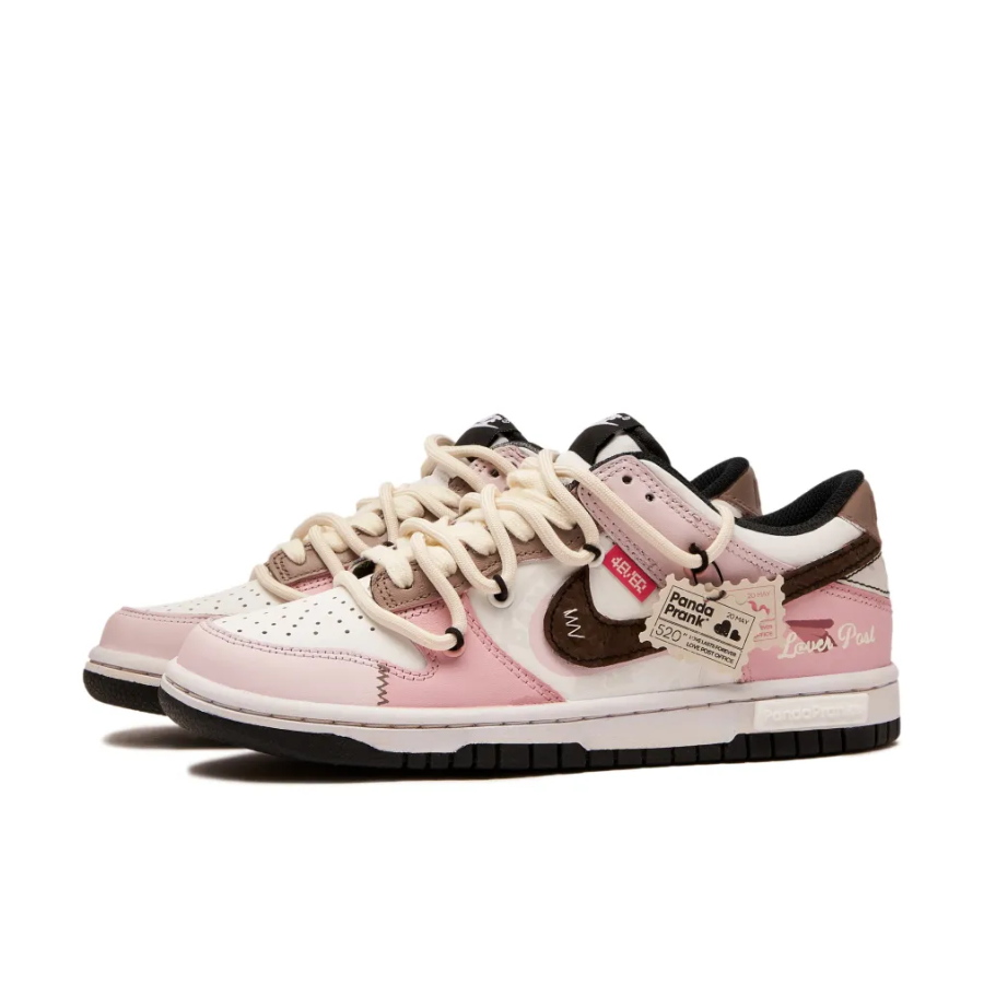 Custom Dunk Extra Lace Pink Brown White