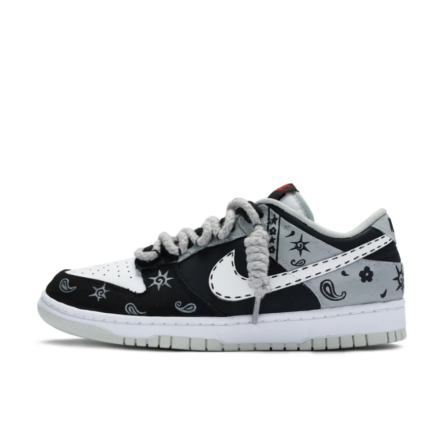 Custom Dunk Extra Lace Gray Floral Pattern