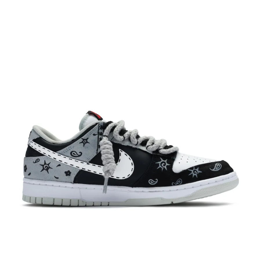 Custom Dunk Extra Lace Gray Floral Pattern