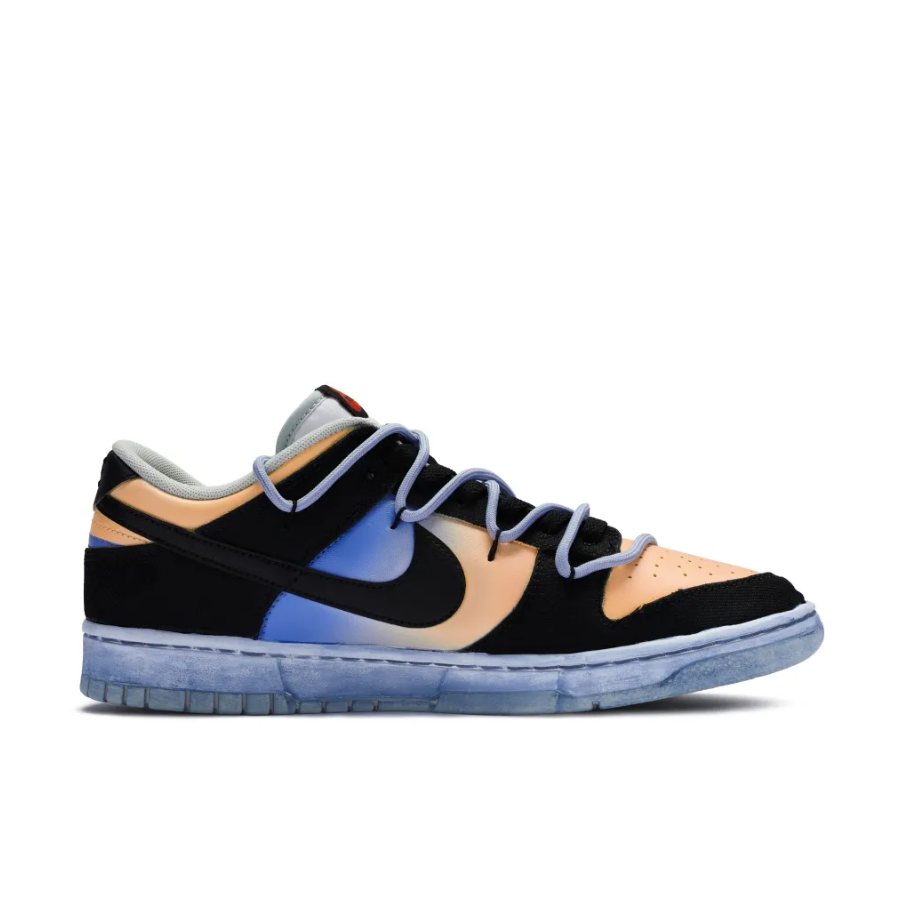 Custom Dunk Extra Lace Dark Blue Orange Gradient Black