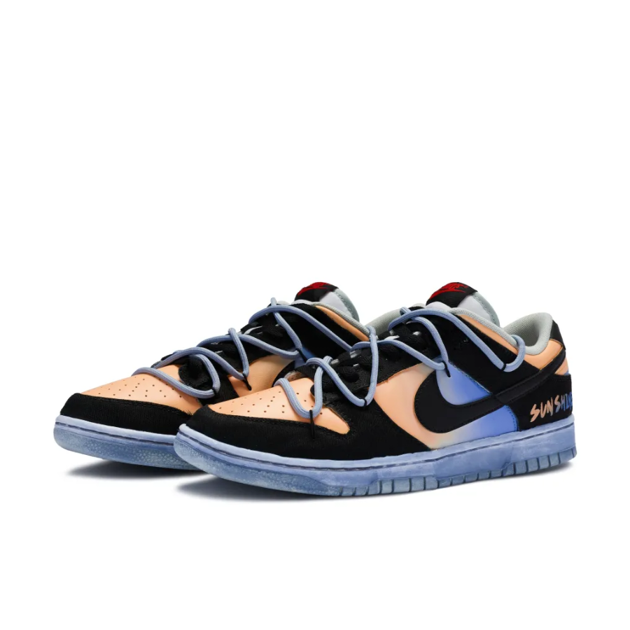 Custom Dunk Extra Lace Dark Blue Orange Gradient Black